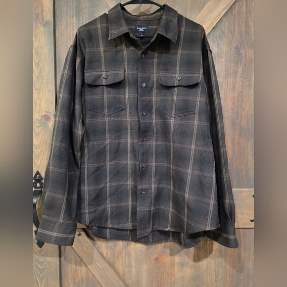 Haggar Other - Haggar Dark Plaid Long Sleeve Button Down Mens Shirt Size XL